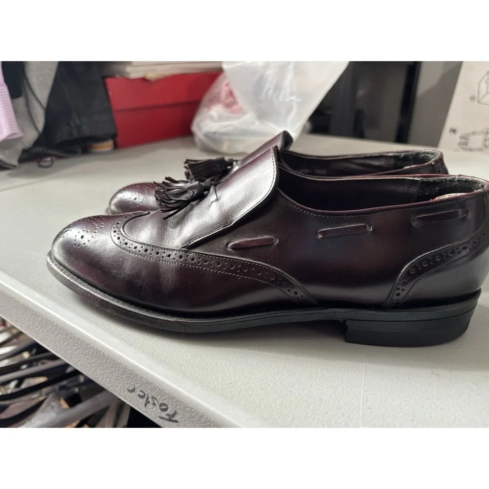 Stafford Comfort Plus Mens‎ Cordovan Leather Slip-On Wingtip Tassel Shoes 10.5
